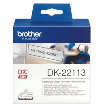 Brother DK22113 Black on Clear Continuous Length Film - 62mm x 15.24m