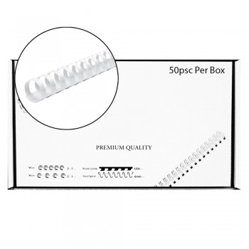 M-Bind Plastic Binding Comb - 50mm x 21 Ring, 50pcs/box, White