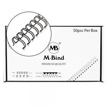 M-Bind Double Wire Bind 2:1 A4 - 5/8"(16mm) X 23 Loops, 50pcs/box, Black