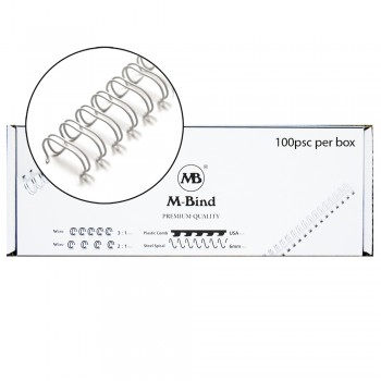 M-Bind Double Wire Bind 2:1 A4 - 5/16"(8mm) X 23 Loops, 100pcs/box, White