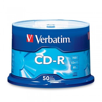 Verbatim CD-R 700MB 52X with Branded Surface - 11.5 x 6.5 x 0cm, 50PC Spindle